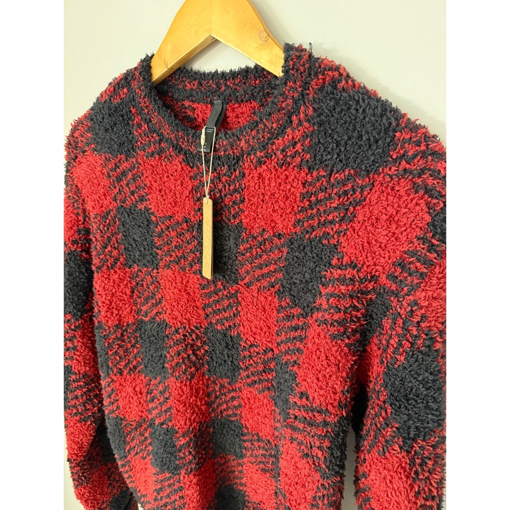 SKIMS Cozy Unisex Pullover Sweater Brick Buffalo‎ Check Red Black S/M NEW
